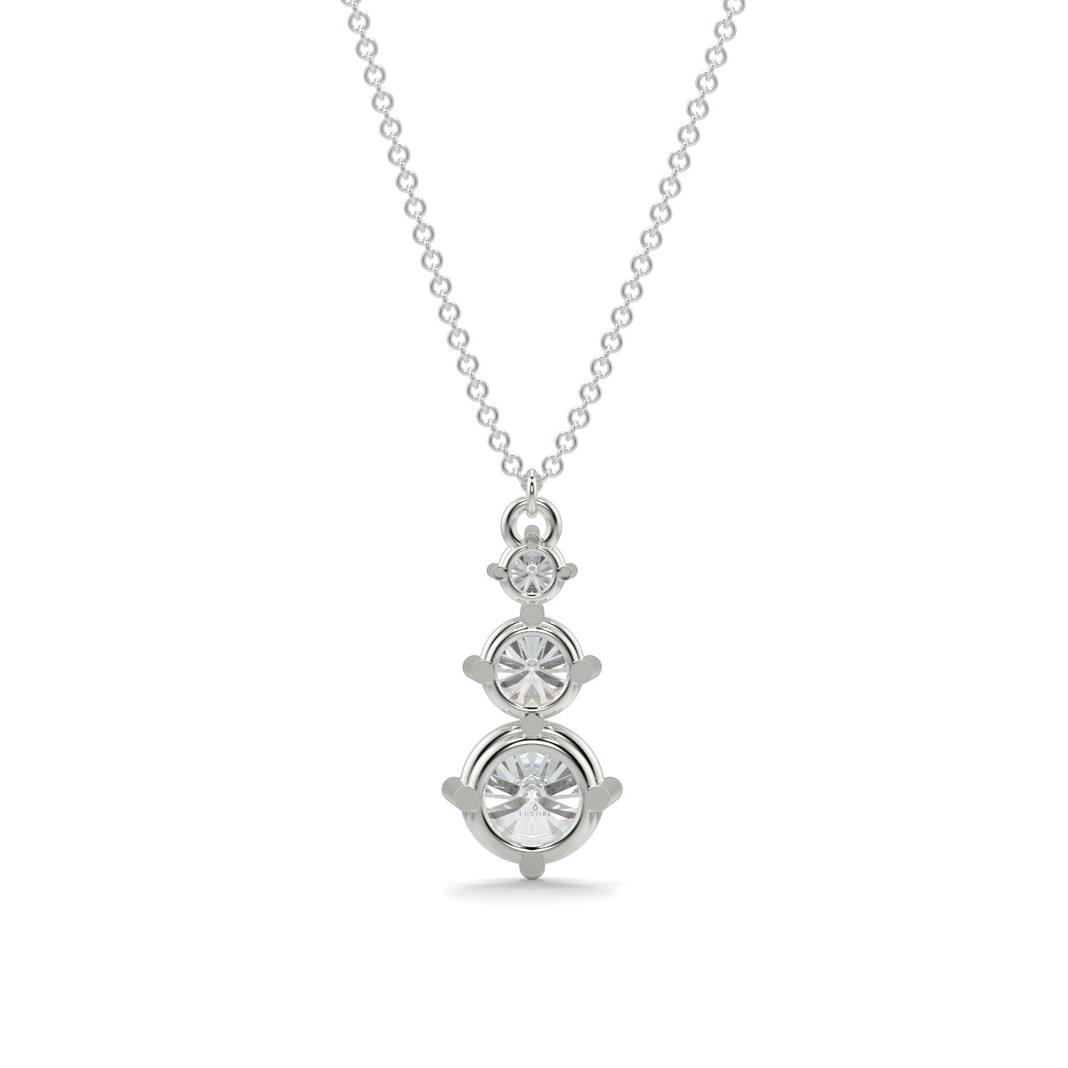 Silver necklace with a diamond pendant on a white background necklace yb jewellers diamond necklace 3 stone