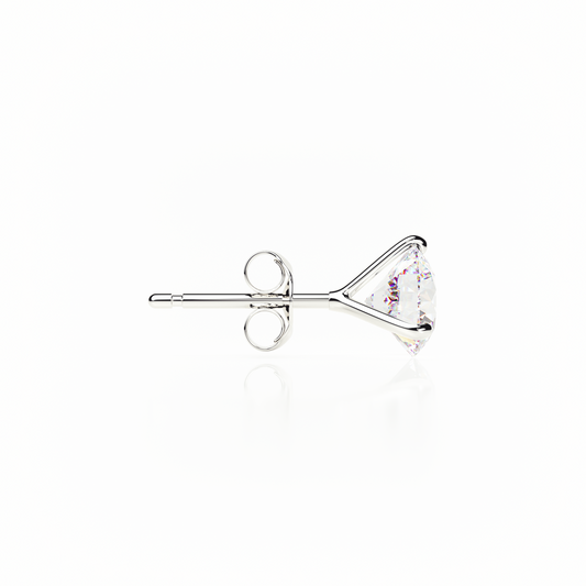 3 Claw Butterfly - Round Shape - 2 ct Diamond Stud Earrings