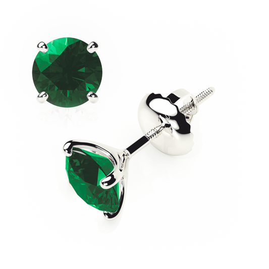 4 Claw - Emerald Gemstone - Stud Earrings