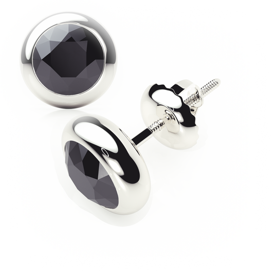 Rub Over - Black Diamond - Stud Earrings