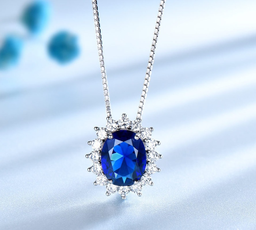 Sapphire Diamond Oval Pendant