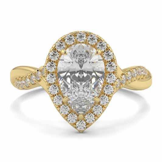 Halo Pear 2 Row Split Ring