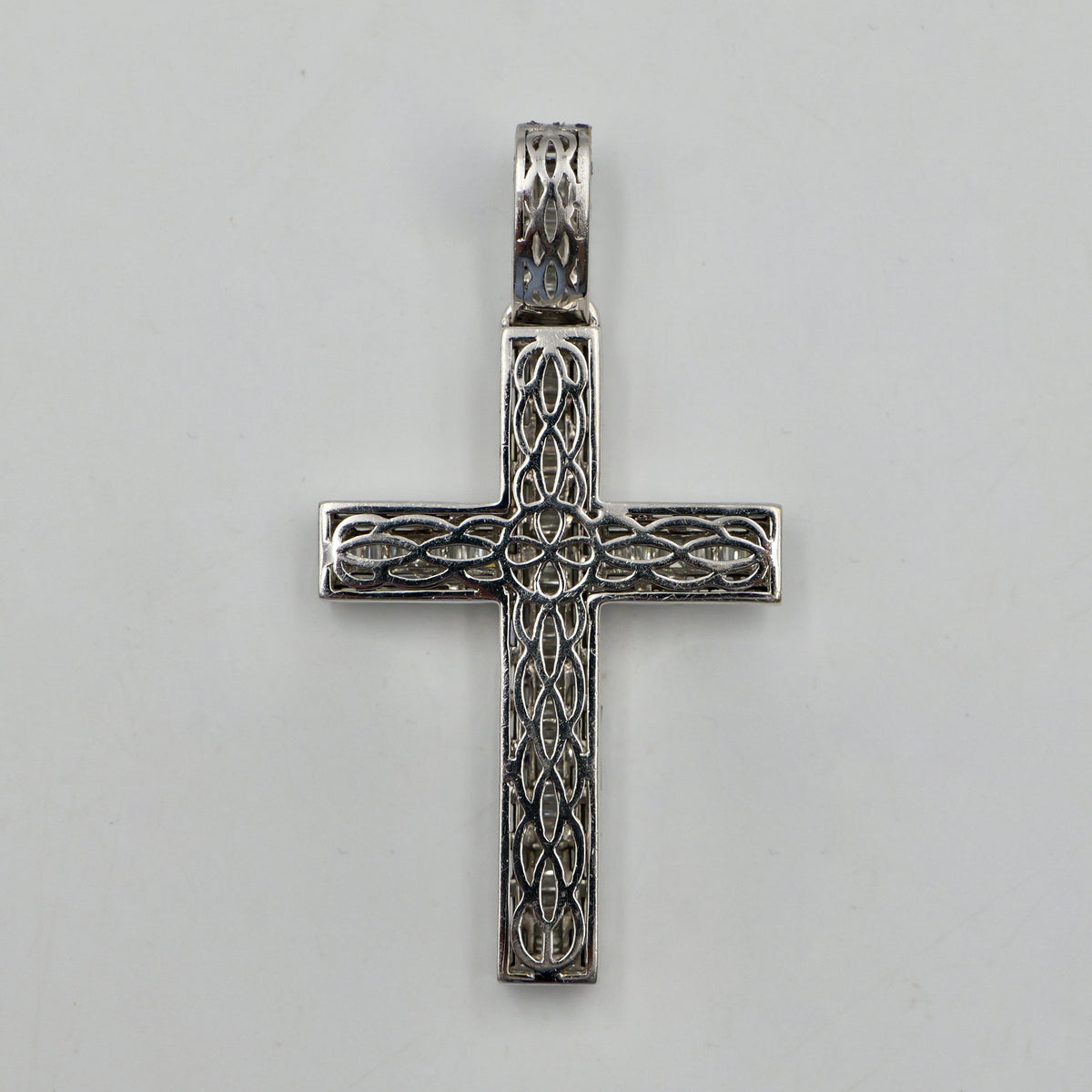 White Gold Baguette Diamond Cross Pendant