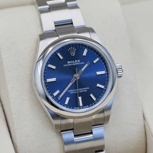 Rolex Oyster Perpetual 31 Blue Dial Smooth 277200 - Full Set (2024)