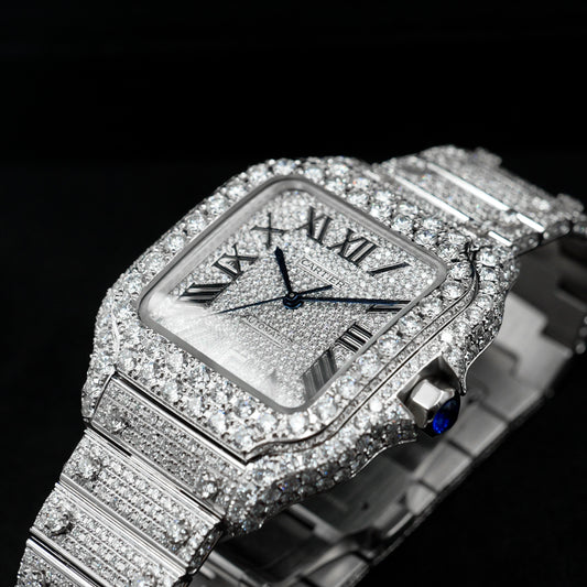 Cartier Santos Large Roman Dial Lab VVS Diamonds - Full Set (2025)