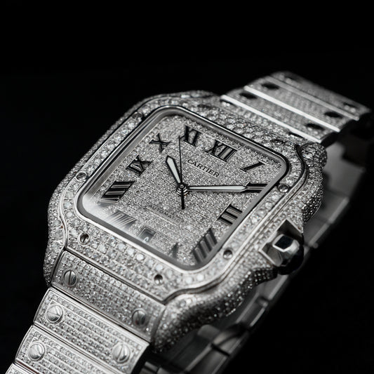 Cartier Santos Large Roman Dial Diamonds - Full Set (2025)