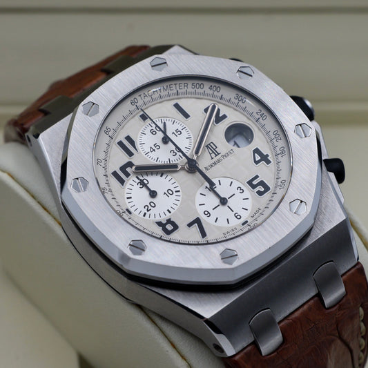 Audemars Piguet Royal Oak Offshore Safari White Dial Leather Strap 26170ST