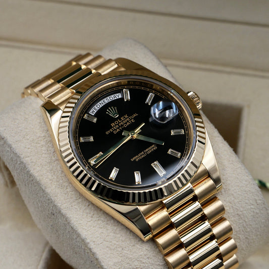 Rolex Day-Date 40 Black Baguette Dial 228238 - Full Set (2017)