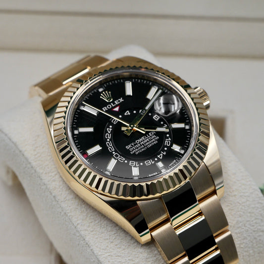 Rolex Sky-Dweller Black Dial Yellow Gold 326938 - Full Set (2022)
