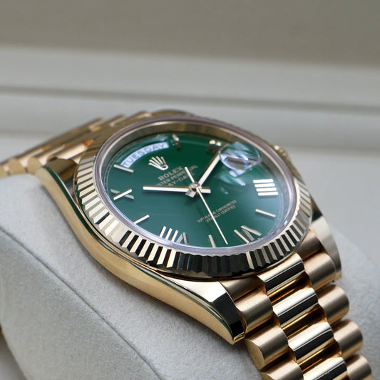 Rolex Day-Date 40 Green Dial Yellow Gold 228238 - Full Set (2025)