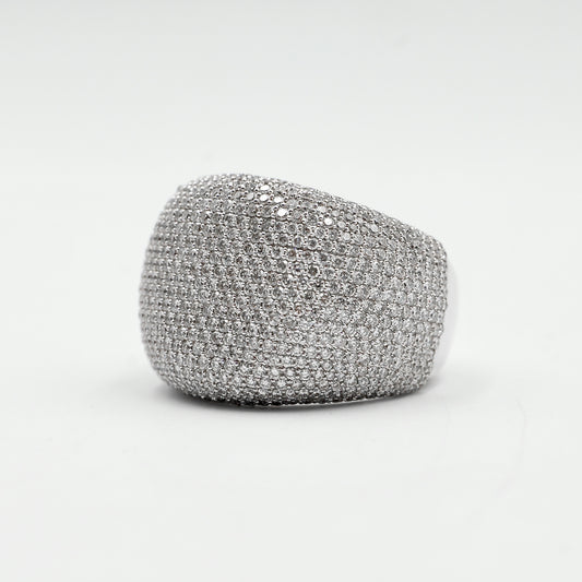 White Gold Honeycomb Diamond Pavé Ring