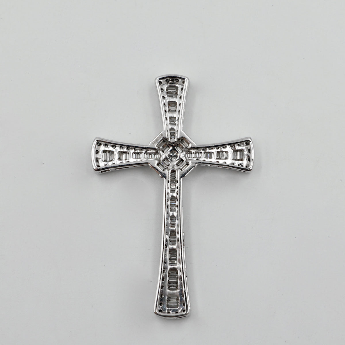 White Gold Round & Baguette Diamond Cross