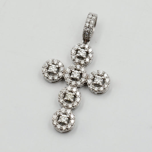 White Gold Halo Diamond Cross