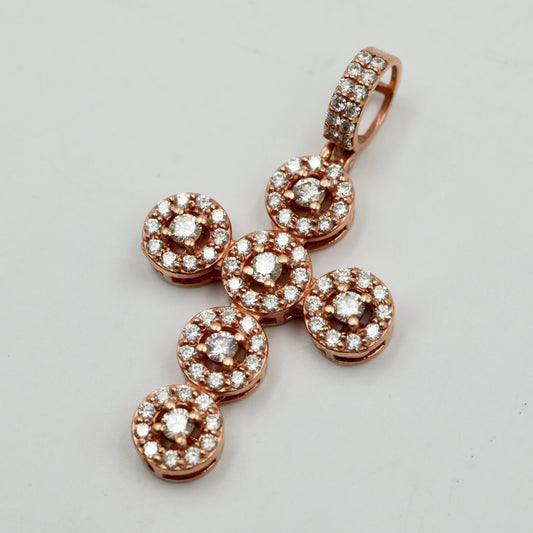Rose Gold Halo Cross Pendant