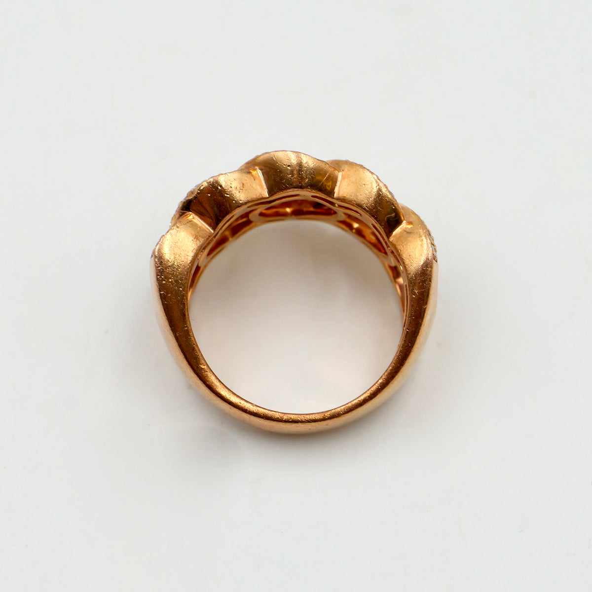 Rose Gold Cuban Link Pavê Ring