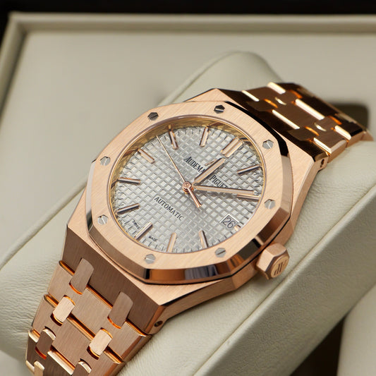 Audemars Piguet Royal Oak Grey Dial Rose Gold 15450OR Full Set 2016