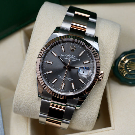 Rolex Datejust 36 Steel & Rose Gold Rhodium Dial 126231 - Full Set (2021)