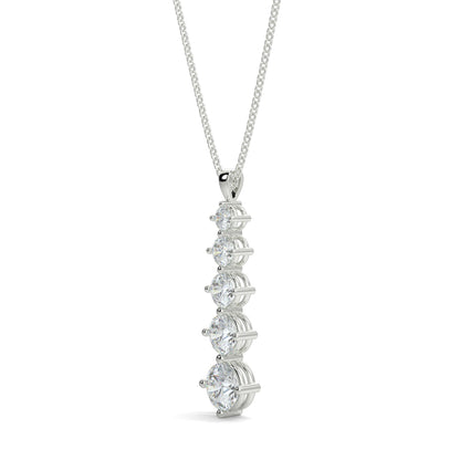 Close‑up: Aurora pendant showing 4‑claw setting and graduated round brilliant Diamond necklace on a white background