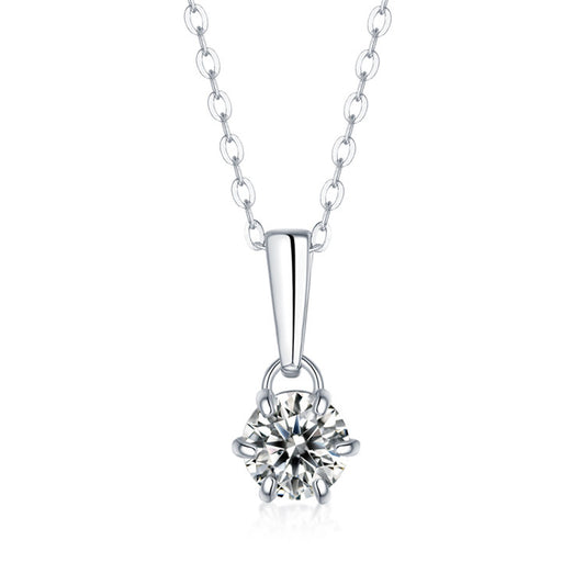 6 Claw Solitaire Diamond Pendant Necklace