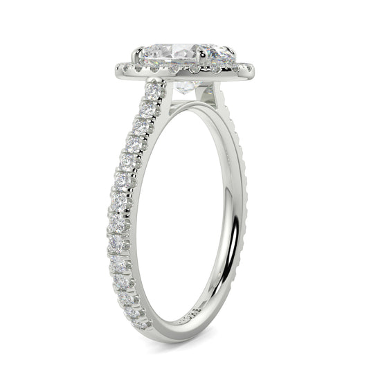 Silver ring with diamond accents on a white background yb jewellers oval engagement ring best value