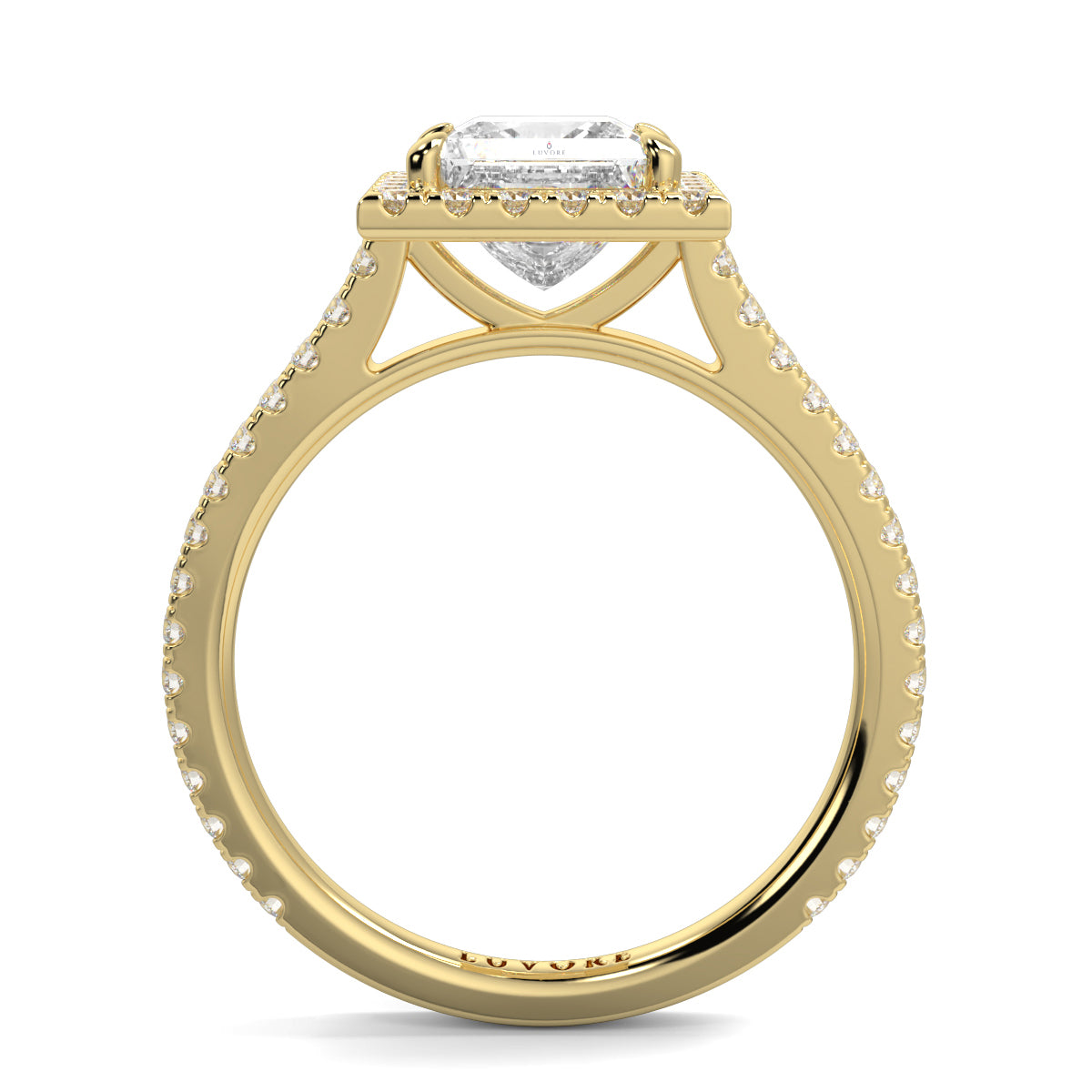 Gold ring with a diamond on a white background yb jewellers engagement ring princess cut diamond ring tiger claws