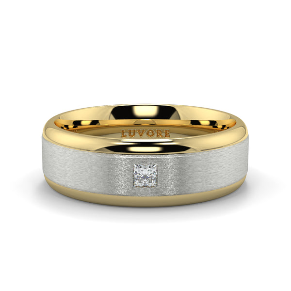 6mm Gents square  cut Diamond wedding two tone matte finish Bands Luvore diamonds Platinum Gold Rose  (20).jpg