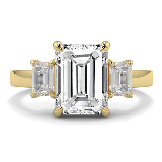 Valentina - 3.0 CT - Emerald Diamond Trilogy Ring