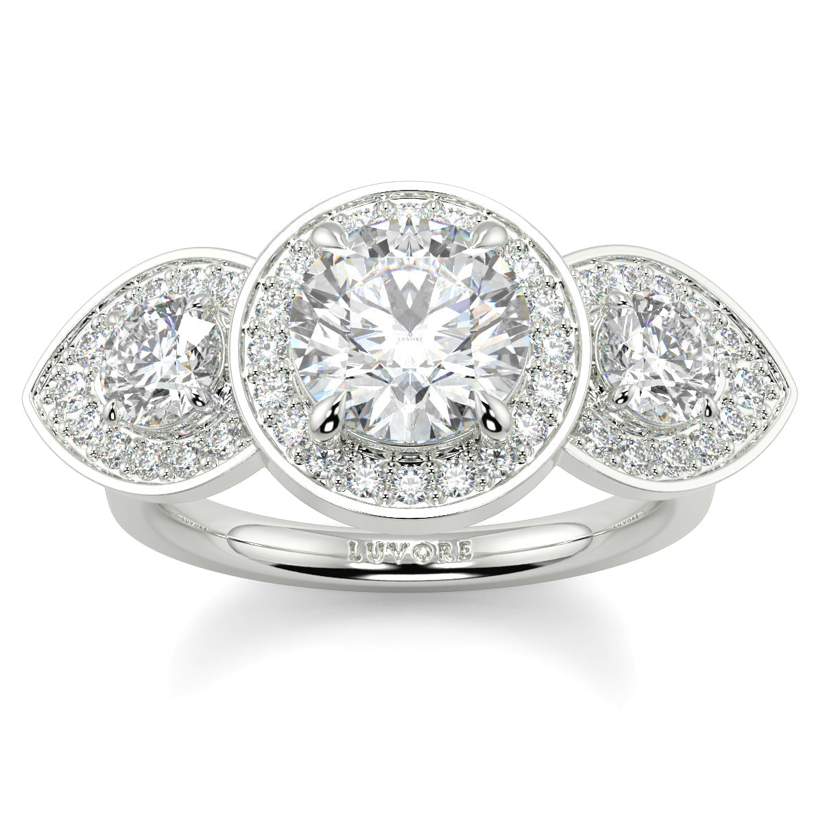 Celest - 1.5 CT - Round Trilogy Halo Ring