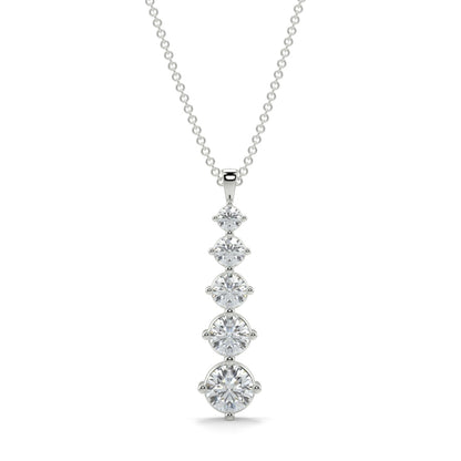 Aurora five‑stone diamond necklace graduated 0.05–0.50 ct 4‑claw in 18k white gold on 16" chain, studio shot