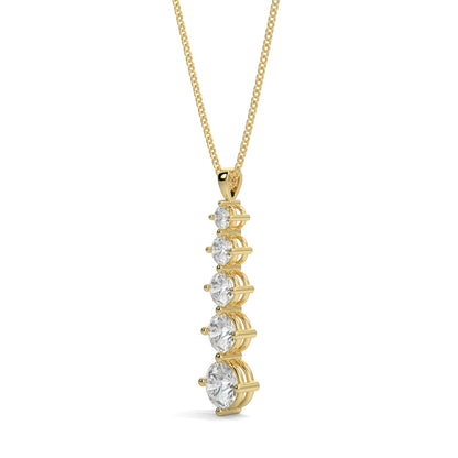 Gold necklace with a diamond pendant on a white background hatton garden yb jewellers