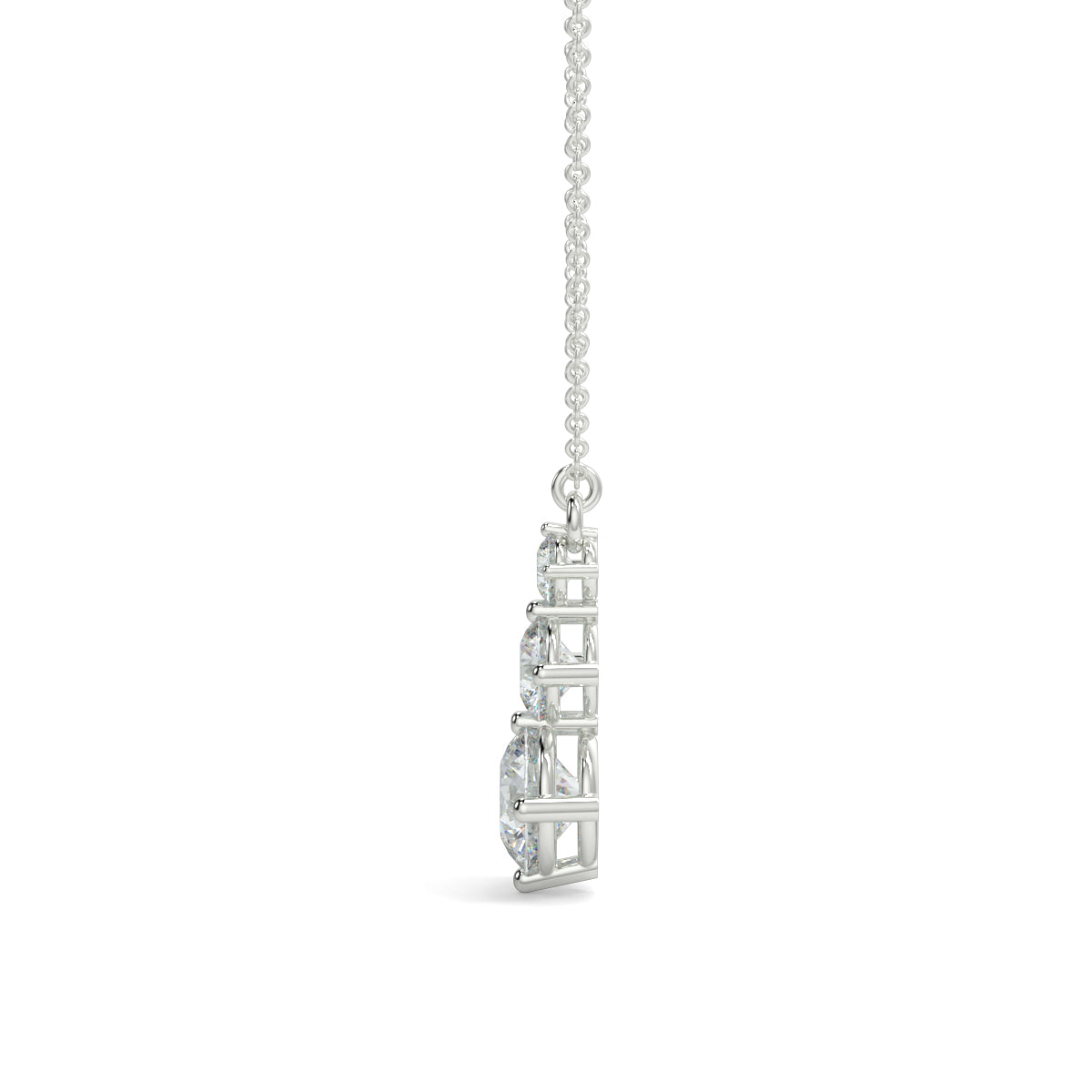 Silver necklace with a pendant on a white background