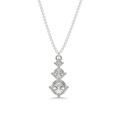 Silver necklace with a diamond pendant on a white background  necklace yb jewellers diamond necklace 3 stone 