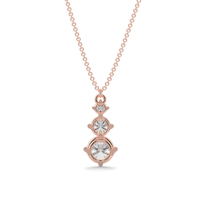 Rose gold necklace with a clear gemstone on a white background  necklace yb jewellers diamond necklace 3 stone 