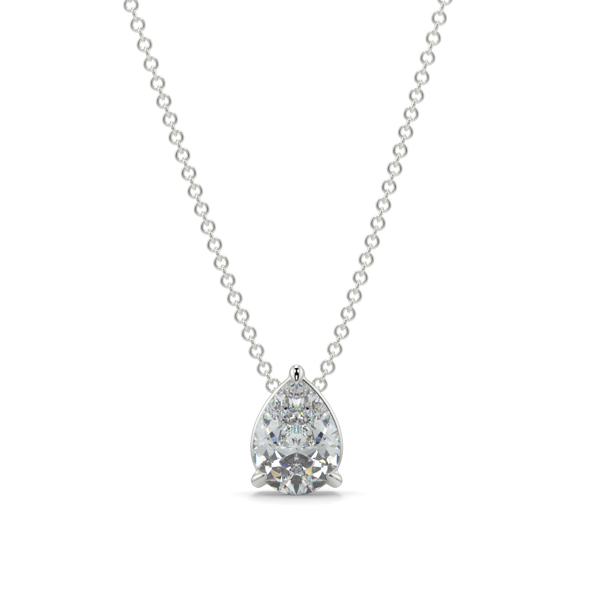 Teardrop-shaped diamond pendant on a chain against a white background pear shape diamond pendant yb jewellers necklace best selling