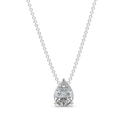 Teardrop-shaped diamond pendant on a chain against a white background pear shape diamond pendant yb jewellers necklace best selling