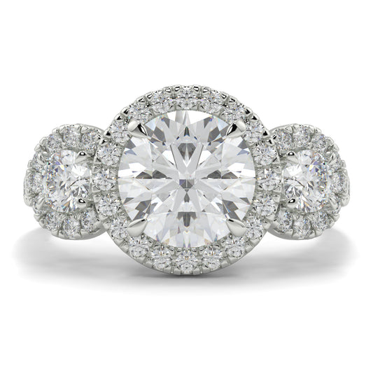 Celest - 1.5 CT - Round Trilogy Halo Diamond Ring