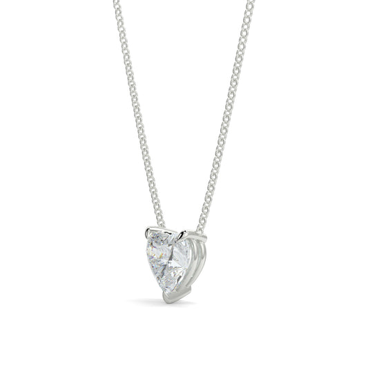 Heart-shaped diamond pendant on a chain against a white background Heart-shaped diamond pendant necklace yb jewellers