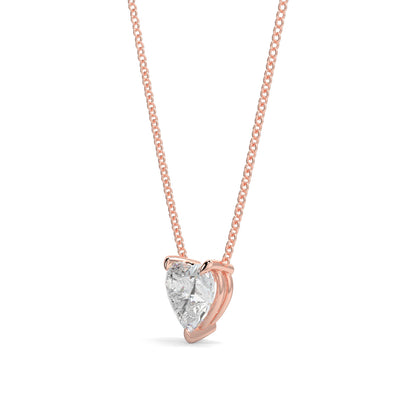Rose gold necklace with a heart-shaped diamond pendant on a white background Heart-shaped diamond pendant necklace yb jewellers