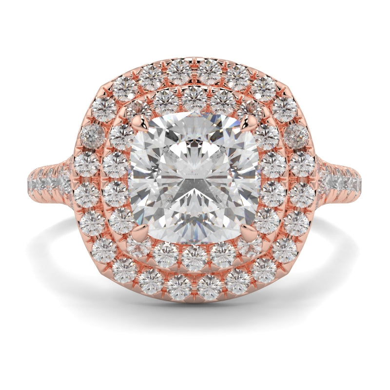 Double Halo Cushion Shape Ring