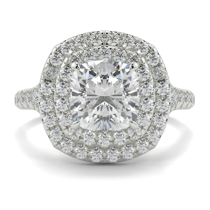 Double Halo Cushion Shape Ring