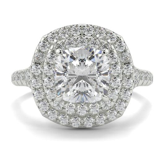 Double Halo Cushion Shape Ring