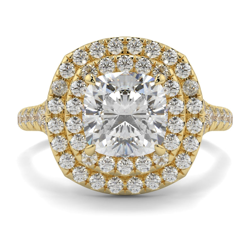 Double Halo Cushion Shape Ring