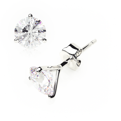 3 Claw Butterfly - Round Shape - 2 ct Diamond Stud Earrings