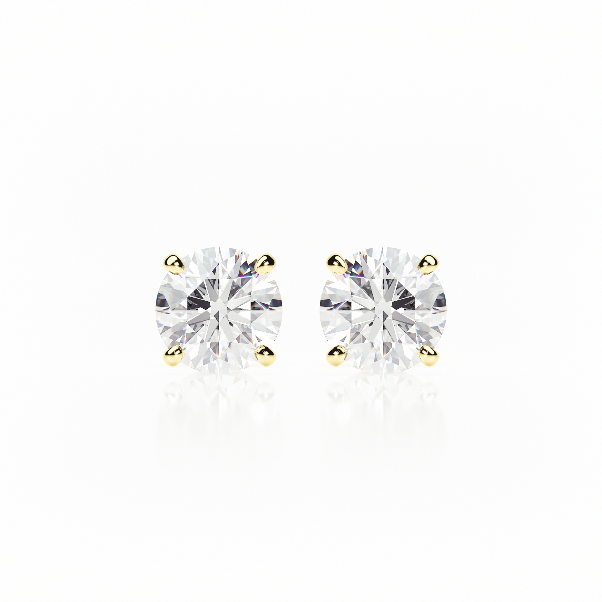 Pair of diamond stud earrings on a white background yb jewellers popular 4 claw diamond stud earrings for gifts