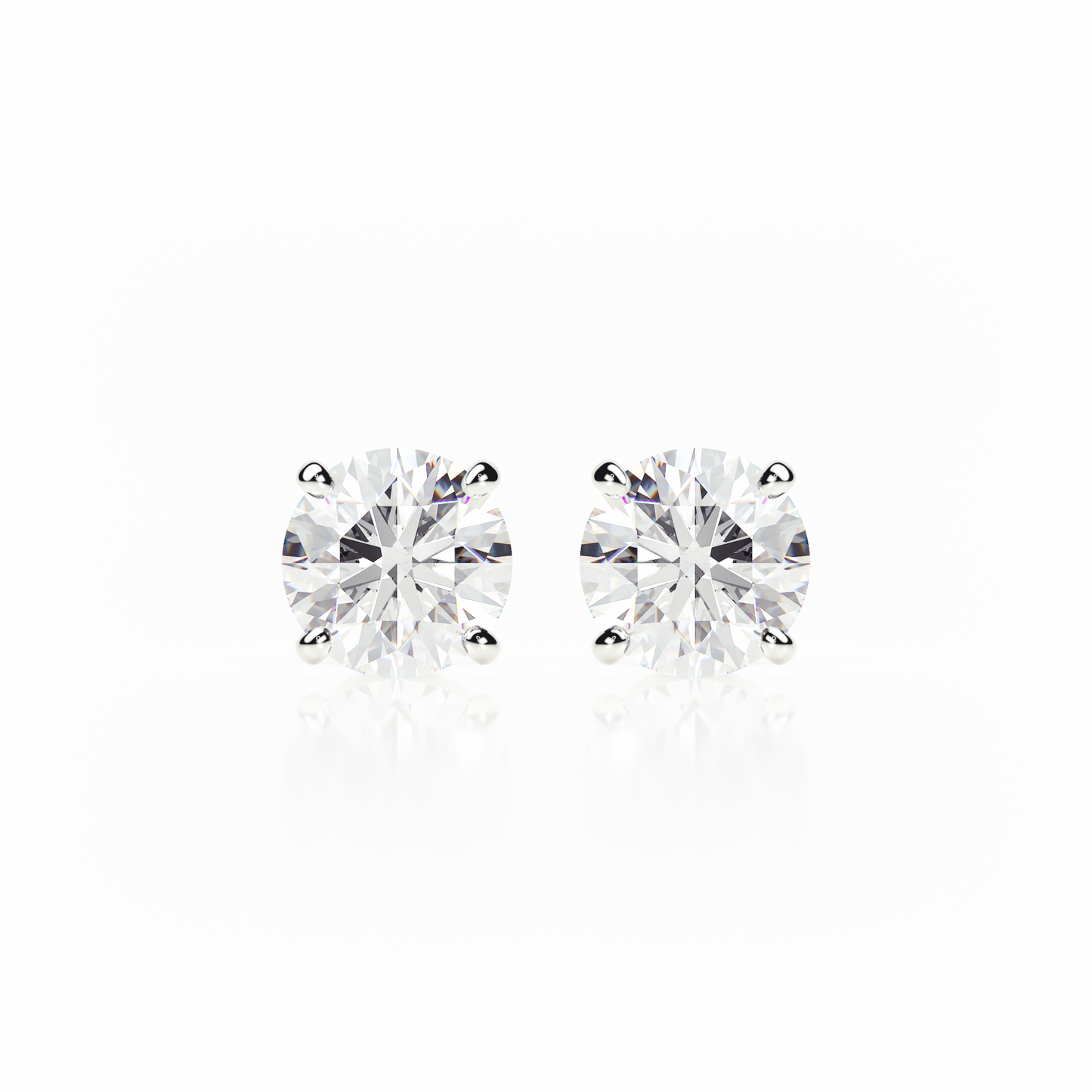 Pair of diamond stud earrings on a white background yb jewellers popular 4 claw diamond stud earrings for gifts