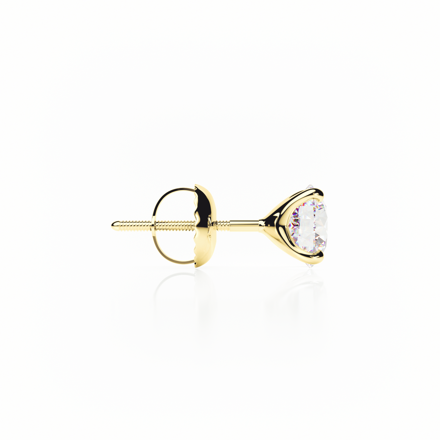 Gold earring with a clear gemstone on a white background yb jewellers screw back earrings best selling design 