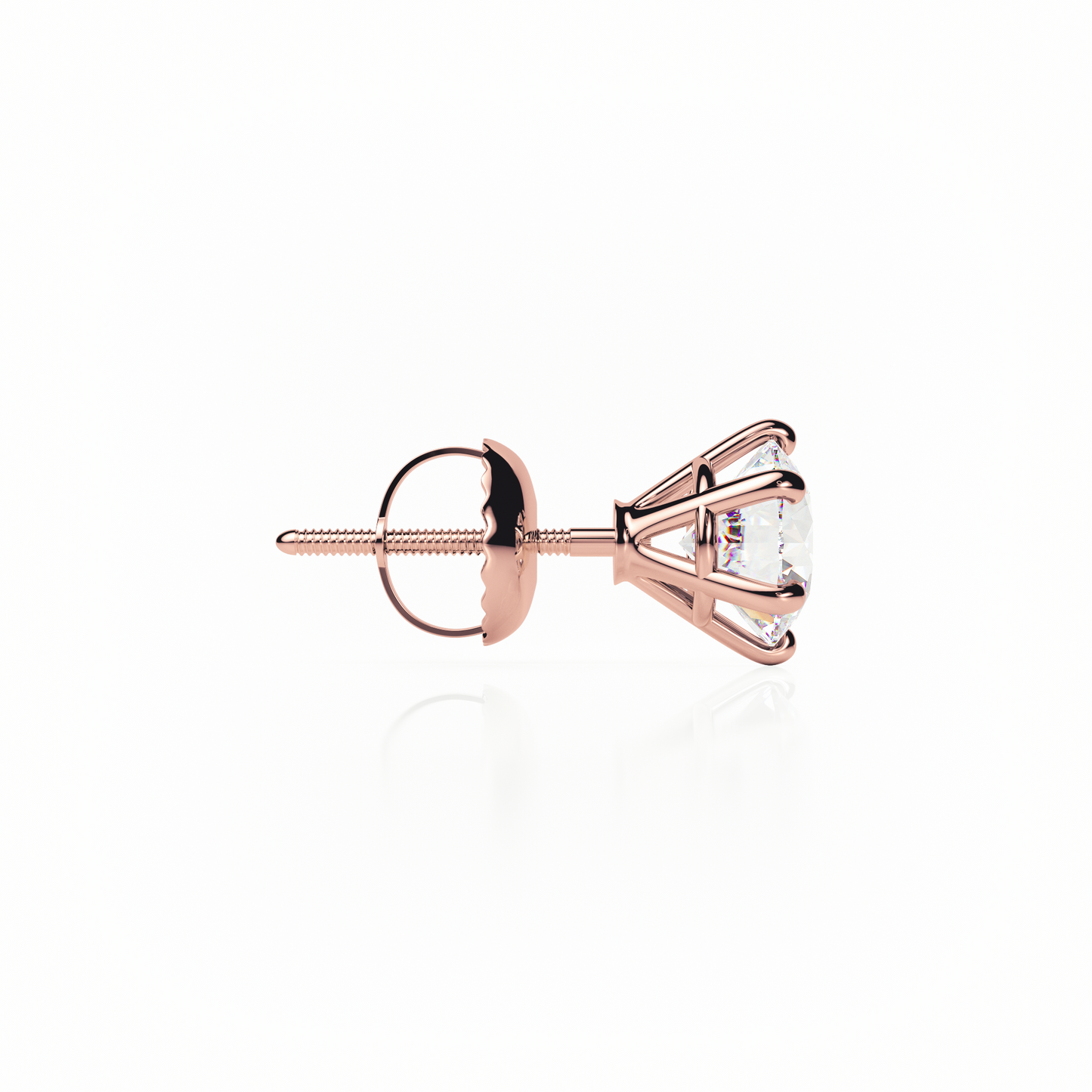 Rose gold earring with a clear gemstone on a white background yb jewellers earrings best sellers