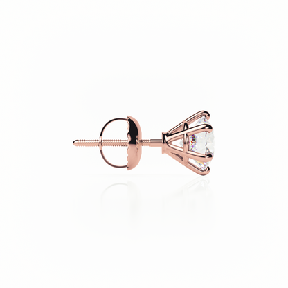 Rose gold earring with a clear gemstone on a white background yb jewellers earrings best sellers