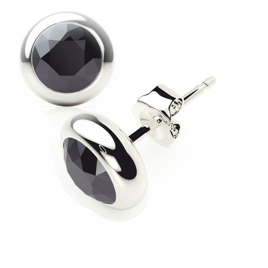 Rub Over - Black Diamond - Stud Earrings