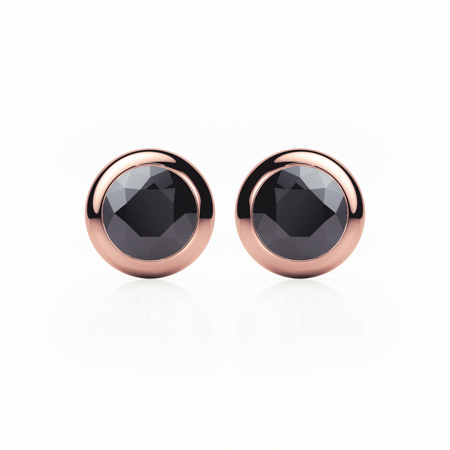 Rub Over - Black Diamond - Stud Earrings